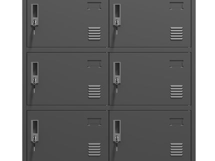 6 Door Employee Storage Locker, Lockers For Office, Gym, School, And Home With Card Slot - Black