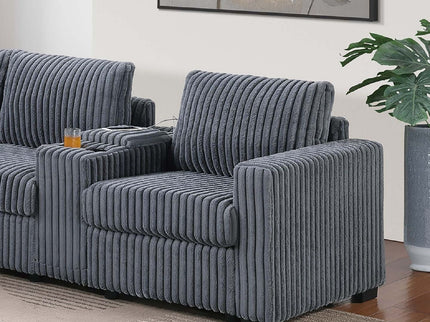 Modern Style L-Shape Sectional Set, USB Ports, Cup Holder