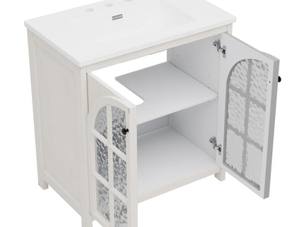 Vintage Farmhouse Bathroom Vanity With Ceramic Sink