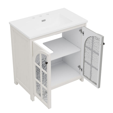 Vintage Farmhouse Bathroom Vanity With Ceramic Sink