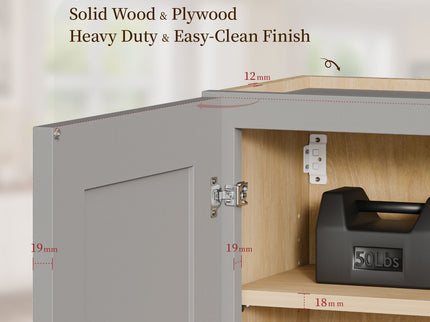 Shaker Wall Cabinet With Soft Close Hinges, Adjustable Shelves, Double Door