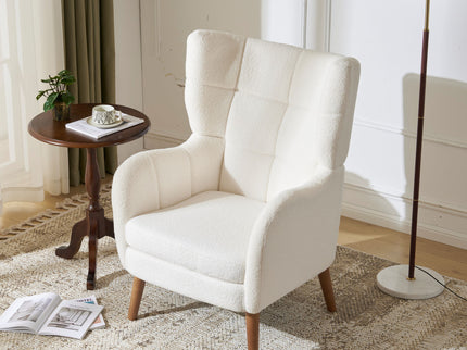Accent Chair With Birch Wood Legs - White