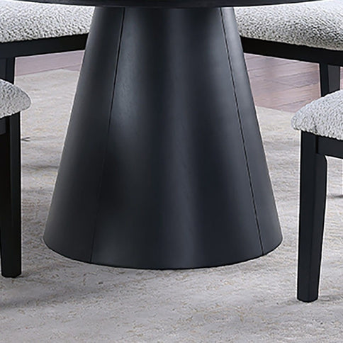 Round Dining Table With Cone Shaped Base - Black