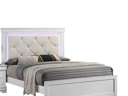 Tufted Headboard Bed With LED Lighting