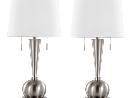 Jules - Contemporary Table Lamp Built In USB Port (Set of 2) - Nickel / White