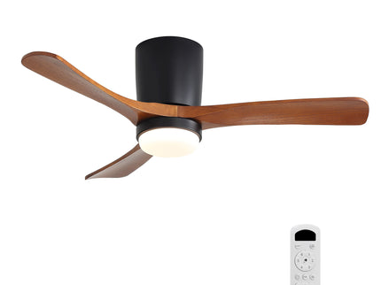 Ceiling Fan With Light, Dimmable 3 Color LED, 1 / 4 / 8H Timer, Silent For Bedroom - Matte Black