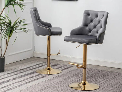 Adjustable Swivel Bar Stool With Nailhead Trim (Set of 2)