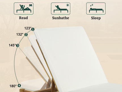 Adjustable Outdoor Patio Lounge Chair Chaise Lounge - Beige / Natural
