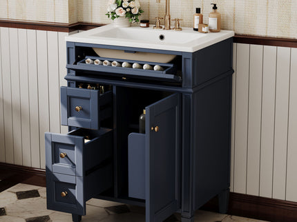 Bathroom Vanity With Top Sink, Storage Cabinet With 2 Drawers And Tip-Out Drawer