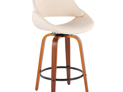 Fabrico - Mid Century Modern Fixed Height Counter Stool And Round Footrest (Set of 2)