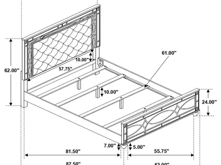 Arabesque - 4 Piece Queen Bedroom Set With LED Headboard - Silver