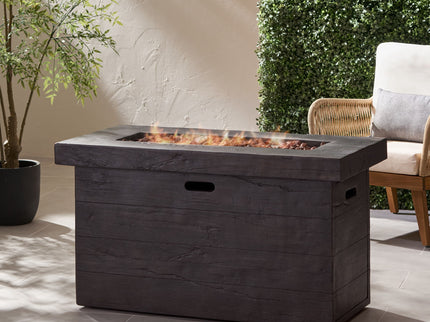 Custer - Rectangular Fire Pit 50, 000 Btu Magnesium Oxide - Brown
