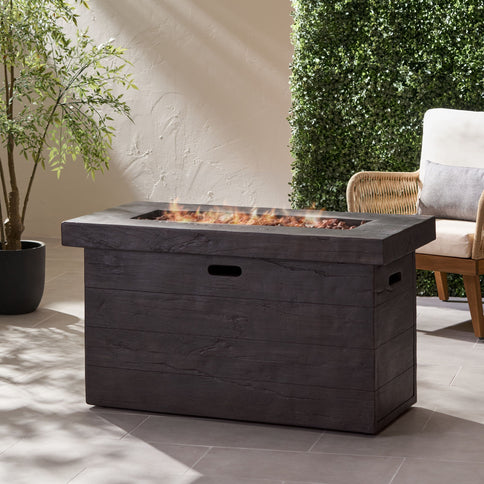 Custer - Rectangular Fire Pit 50, 000 Btu Magnesium Oxide - Brown