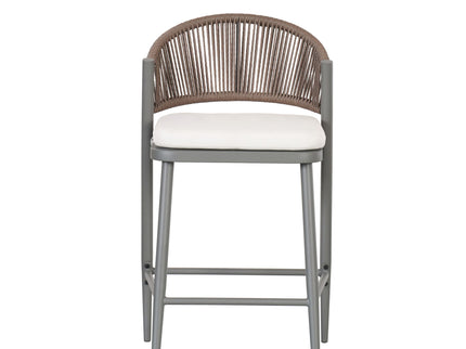 Outdoor 26" Counter Height Metal Frame Counter Stools With Scallop Shaped Backrest & Water Resistant Cushions