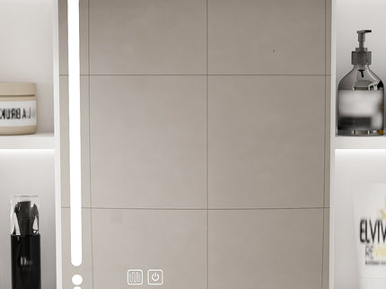 Wall Mounted Bathroom Mirror Cabinet With LED Lights, Anti Fog & Explosion Proof, Touch Control Medicine Cabinet, 3 Color Lighting - White
