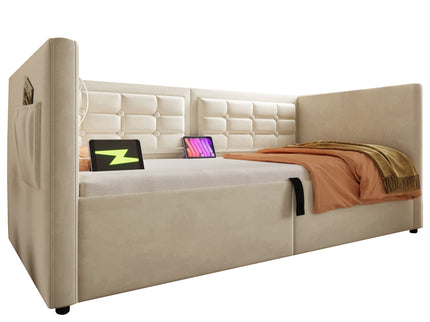 Upholstered Daybed With Hydraulic Storage And USB / Type - C Charging