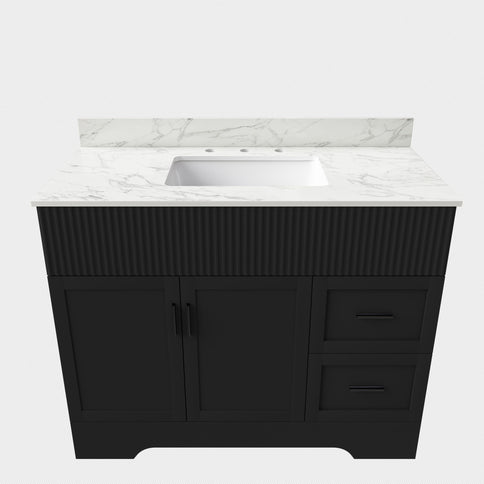 Bathroom Vanity Set, Soft Close Doors & Drawers, 3 Faucet Holes, Sink Included - Black