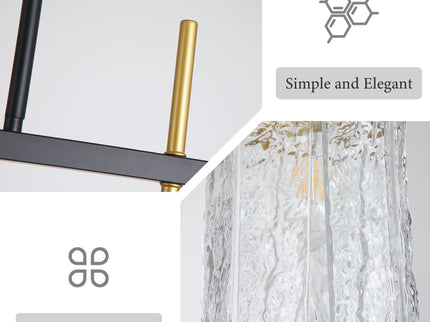 Chandelier 5 Light, Fixture Over Table - Black / Gold