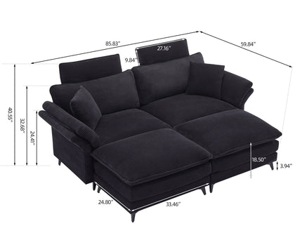 Modern Deep Seat Sectional Sofa With Ottoman