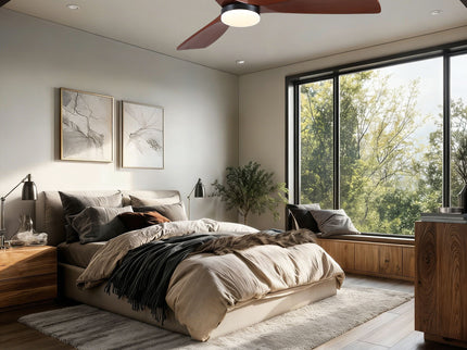 Low Profile Flush Mount Intergrated LED Ceiling Fan With Light And Silent Reversible Motor