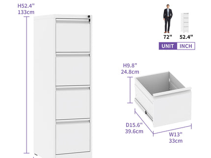 Steel Drawer Vertical File Cabinet With Lock For A4 Legal / Letter Size