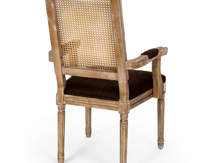 Upholstered Dining Chair With Cane Backrest