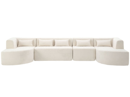 Upholstered Sofa Free Combined Sofa Couch With 2 Chaise Lounge And Five Back Pillows For Living Room