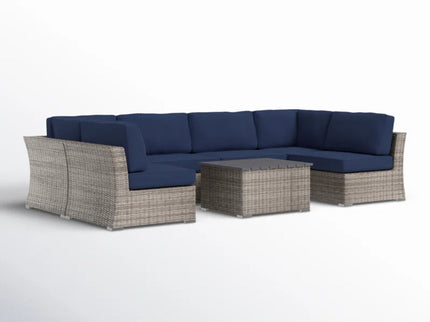 Wicker Sectional Sofa With Cushions And Table