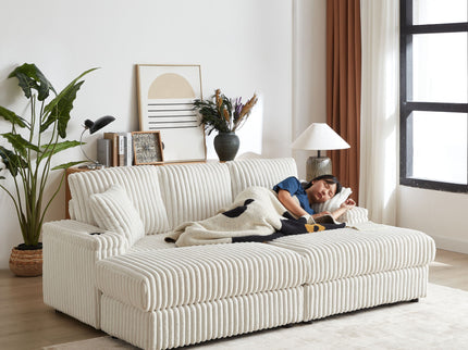 3 Seater Sofa With 2 Ottomans For Living Room