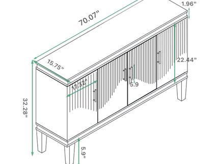 4 Door Cabinet With Adjustable Shelves, Large Storage For Living Room - Champagne