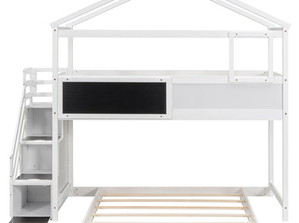 House Style Bunk Bed With Storage Staircase And board