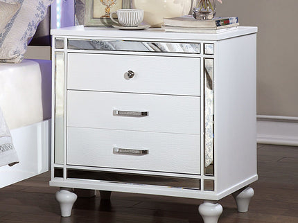 Contemporary Nightstand With Crocodile Textured Trim