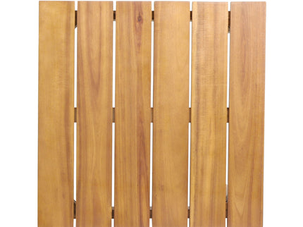 Outdoor Square Side Table With Slatted Top And Wood Frame - Teak