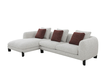 Mardi - Tweed Sectional Sofa With 3 Pillows - Maroon / Beige