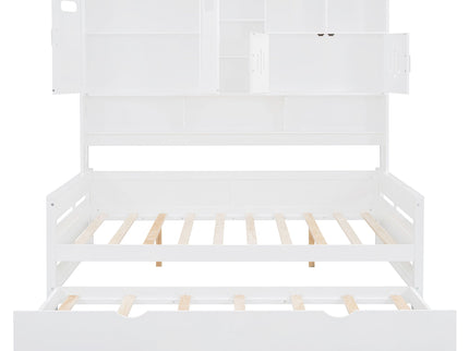 Daybed With All-In-One Cabinet And Shelf