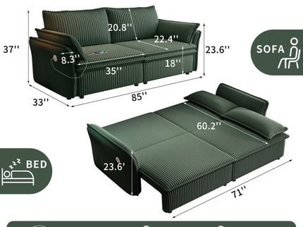 2 In 1 Convertible Sofa Bed, Multi Functional Living Room Furniture