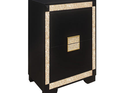 Lively - Nightstand With Glitter Detail And Thick Bar Handle Hardware - Black