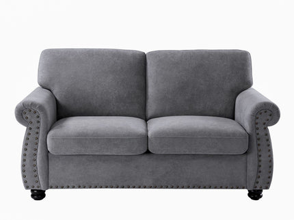 Soft Loveseat, Upholstered 2 Seater Couch, Loose Back Cushions And Turned Legs