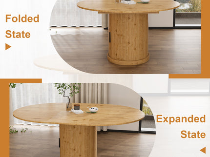 Extendable Oval Dining Table With 2 Tier Storage - Oak