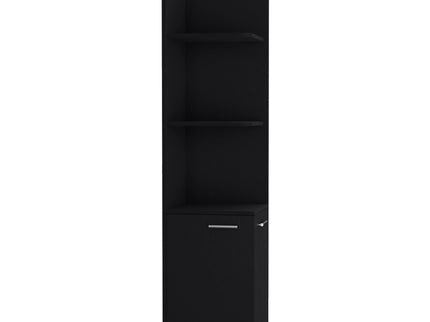 Corner Cabinet Tall With 3 Tier Shelf And 2 Door - Black