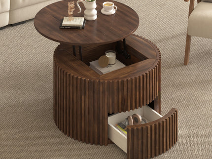 Round Lift Top Coffee Table With Hidden Storage For Living Room