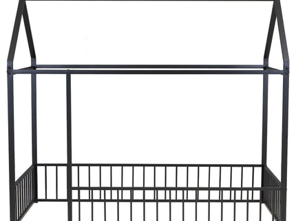 Metal Bed House Bed Frame With Fence