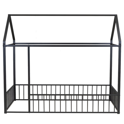 Metal Bed House Bed Frame With Fence