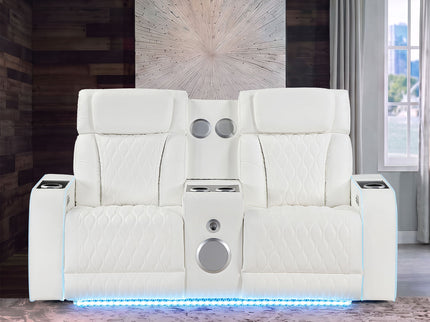 Electra - Power Reclining Loveseat With Power Headrests, Console, Speakers, Massage, LED Lighting And USB Control