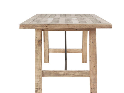 Rustic Dining Table With Metal Support - Natural