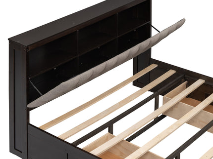 Platform Bed With Storage Headboard, Shoe Rack And 4 Drawers