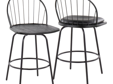 Riley - Claire Farmhouse Fixed Height Counter Stool With Swivel With Round Footrest (Set of 2)