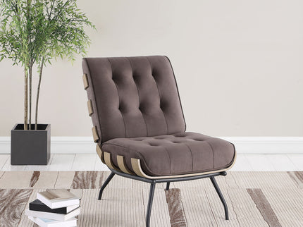 Staten - Upholstered Armless Accent Chair - Dark Brown