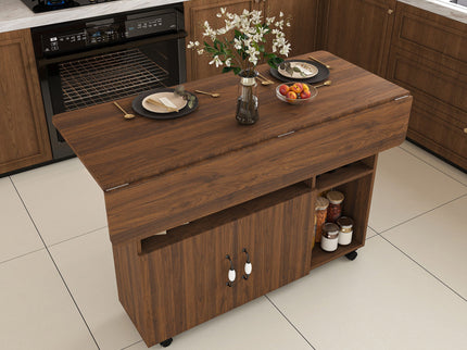 Multi Functional Folding Table With Storage Shelves And Wheels