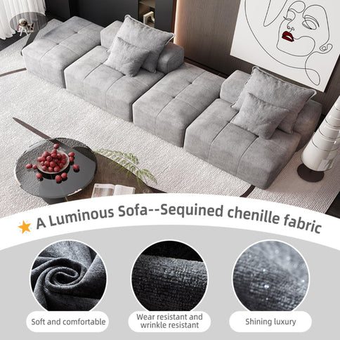 Modern Oversized Diy Combination Modular Sectional Sofa With Pillows
